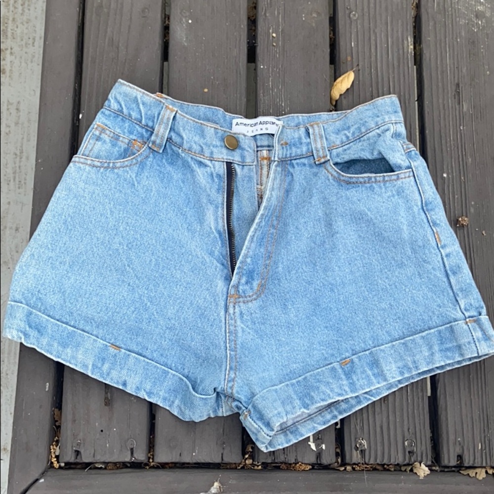 American apparel denim high waisted shorts